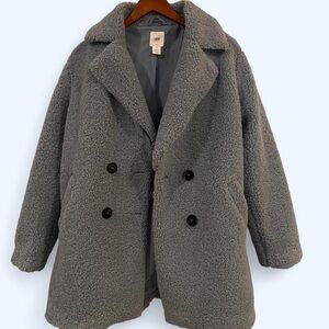 H&M Gray Sherpa Teddy Peacoat